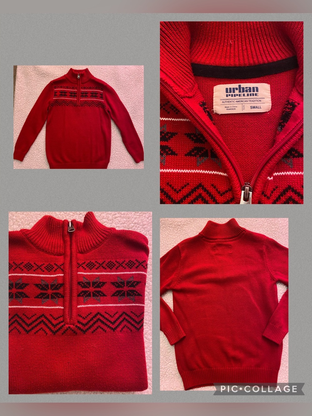 Urban pipeline boys half zip sweater (small)